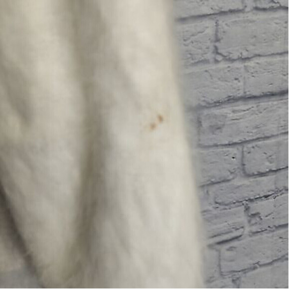 Vintage Adore Women's cream angora rabbit fur embroidered pearl detail Coat Sz M - Picture 6 of 11